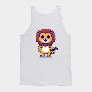 Cute Lion Standing Cartoon Tank Top